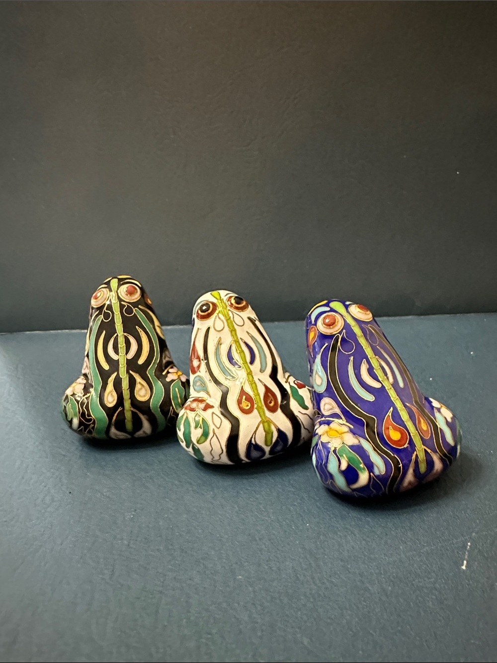 Vintage 3 Cloisonné Frogs Bundle